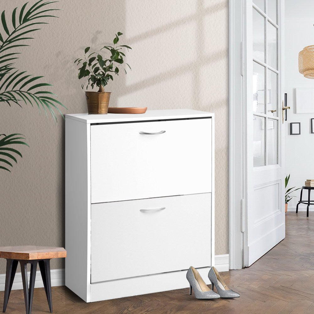 2 Door Shoe Cabinet - White - Rivercity House & Home Co. (ABN 18 642 972 209) - Affordable Modern Furniture Australia