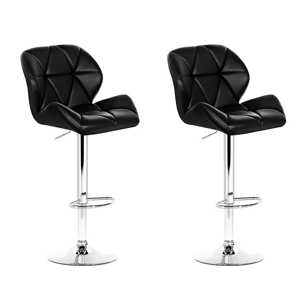 2 x Kitchen Bar Stools - Black and Chrome - Rivercity House & Home Co. (ABN 18 642 972 209) - Affordable Modern Furniture Australia