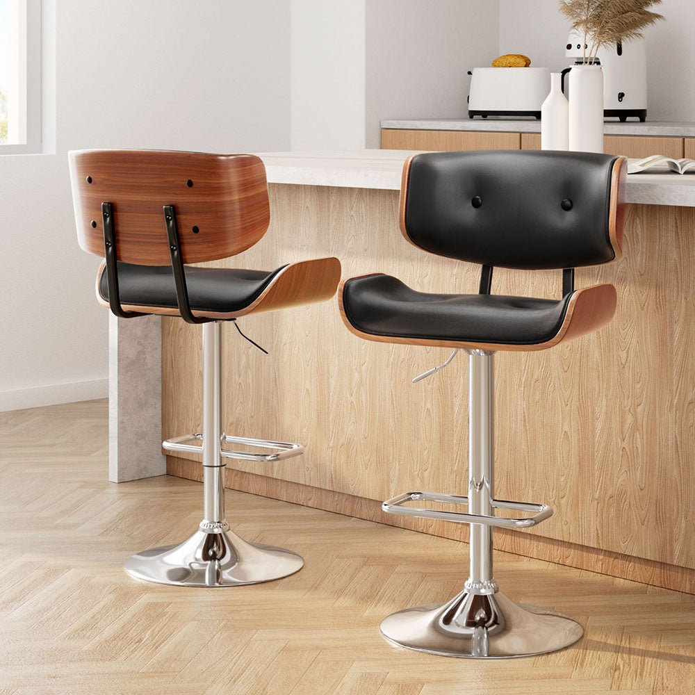 2 x Wooden Bar Stools - Rivercity House & Home Co. (ABN 18 642 972 209) - Affordable Modern Furniture Australia