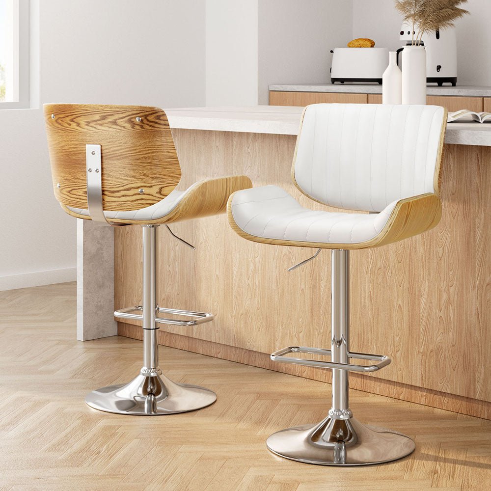 2x Bar Stools Adjustable Leather Chairs - Furniture > Bar Stools & Chairs > Table & Bar Stools - Rivercity House & Home Co. (ABN 18 642 972 209) - Affordable Modern Furniture Australia