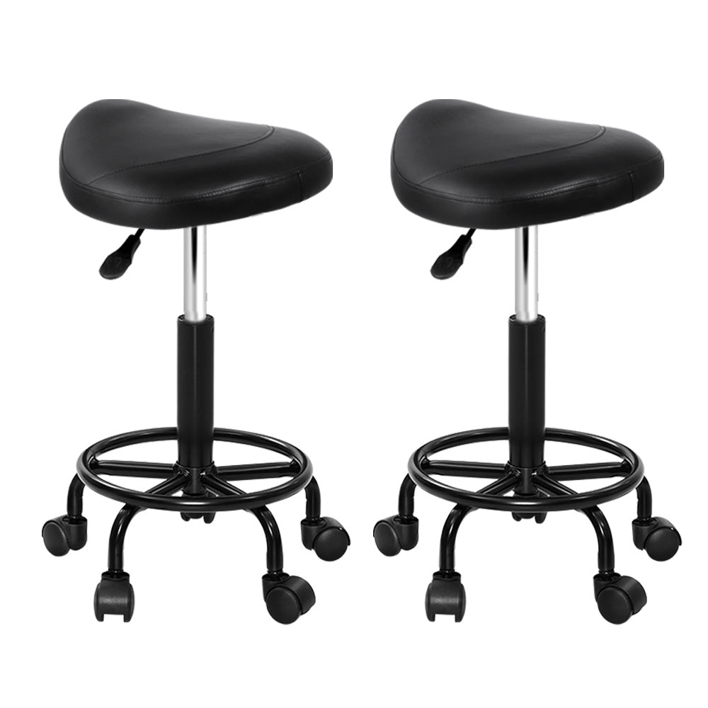2X Saddle Salon Stool Swivel Barber Chairs Bar Stools Hydraulic Lift PU - Furniture > Bar Stools & Chairs - Rivercity House & Home Co. (ABN 18 642 972 209) - Affordable Modern Furniture Australia