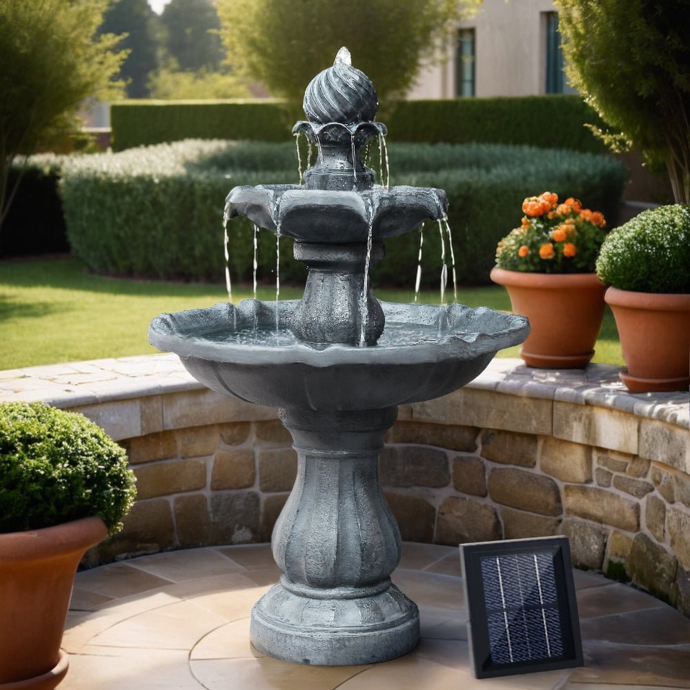 3 Tier Solar Powered Water Fountain - Black - Rivercity House & Home Co. (ABN 18 642 972 209) - Affordable Modern Furniture Australia