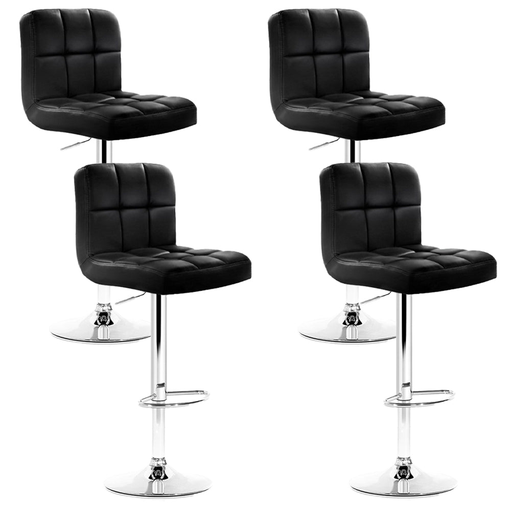 4 x Noel PU Leather Bar Stools Black - Rivercity House & Home Co. (ABN 18 642 972 209) - Affordable Modern Furniture Australia