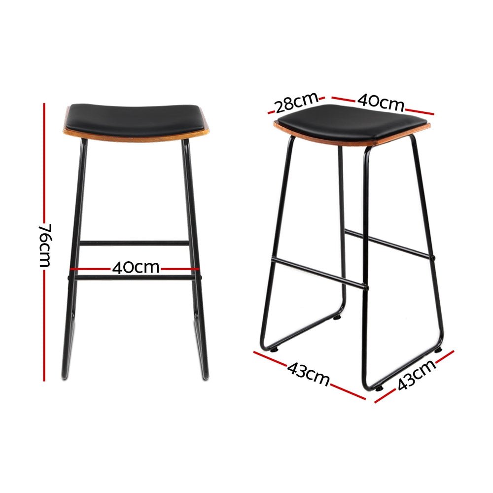 4x Bar Stools Leather Padded Metal - Furniture > Bar Stools & Chairs > Table & Bar Stools - Rivercity House & Home Co. (ABN 18 642 972 209) - Affordable Modern Furniture Australia