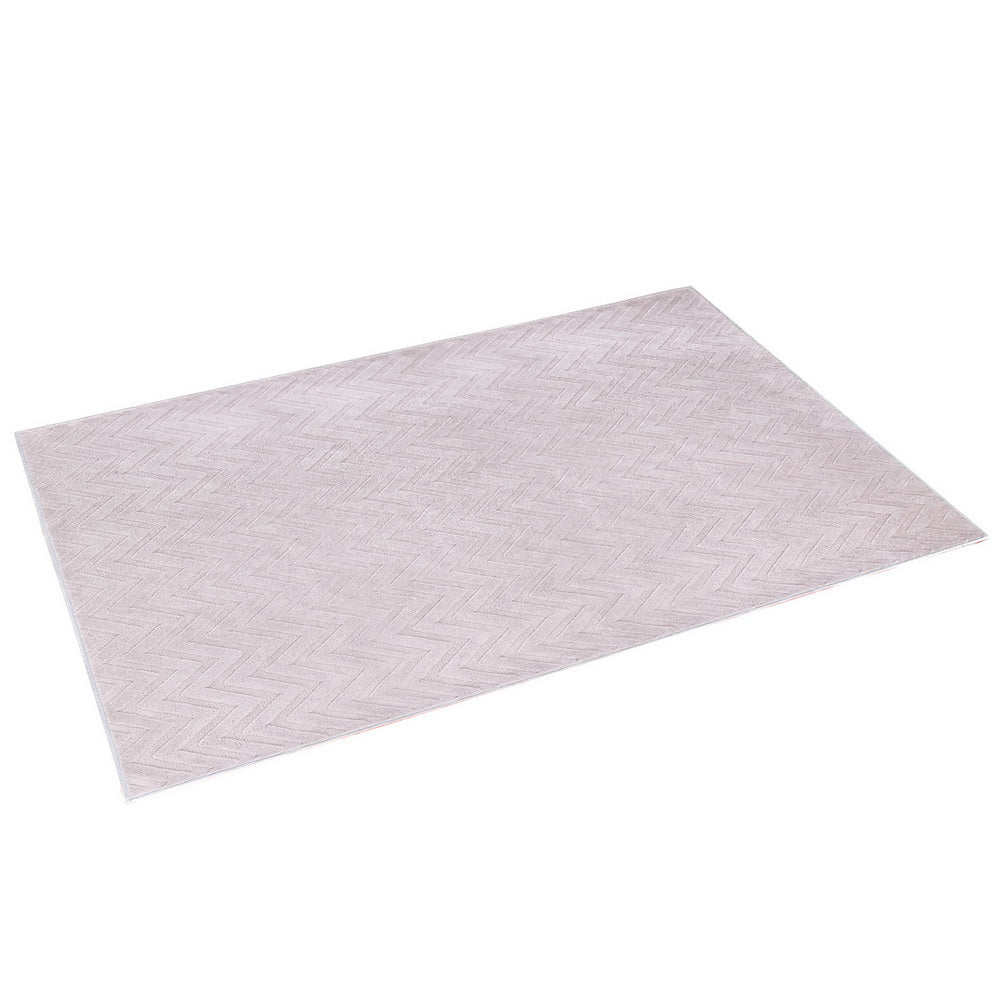 Azul Floor Rug 160x230cm Microfiber Ripple Pattern - Pinky Grey
