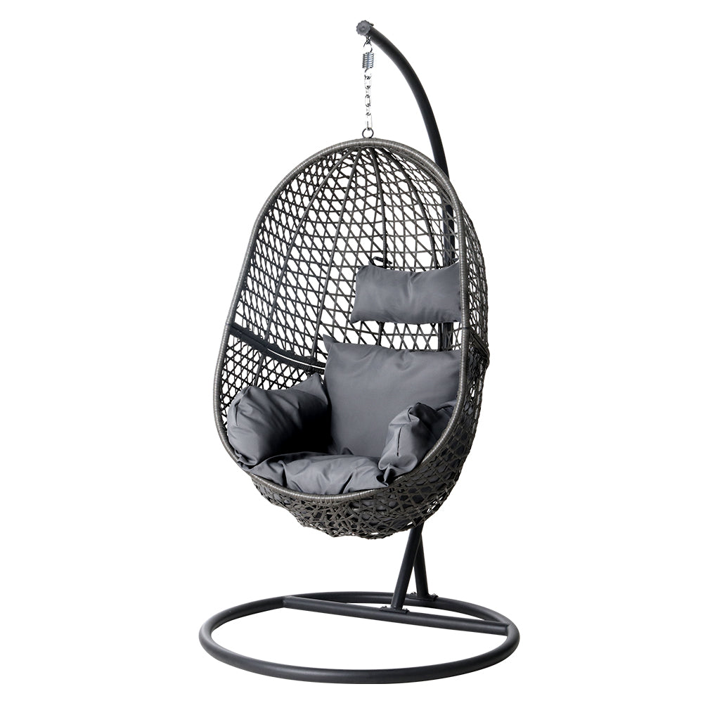 Outdoor Hanging Swing Chair with Stand - Black