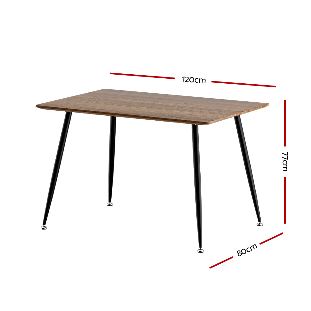 4 Seater Industrial Style Dark Wood Dining Table 120CM