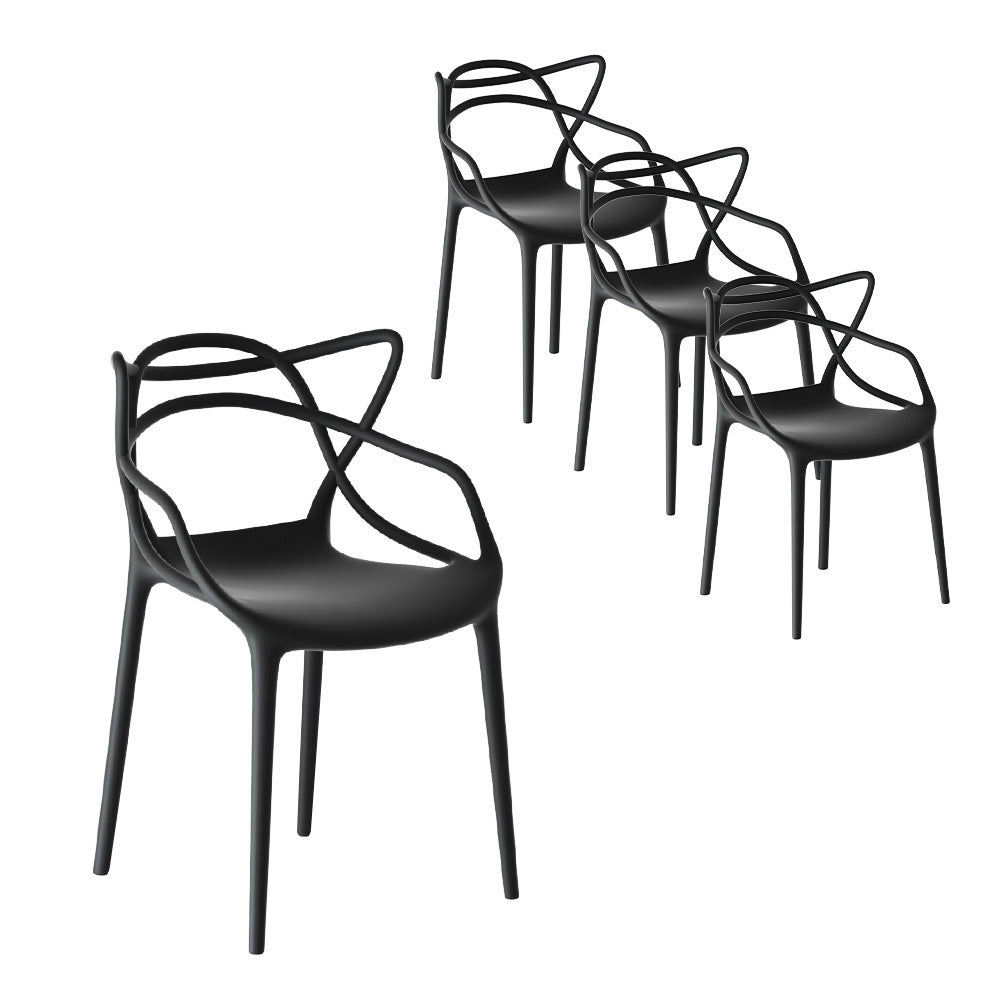 Set of 4 Outdoor Stackable Dining Chairs Portable Patio Furniture