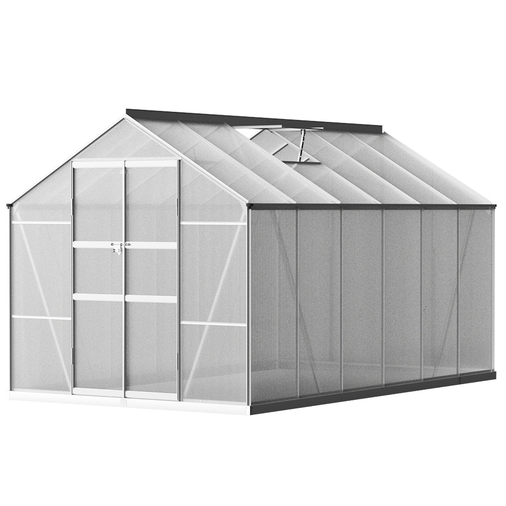 Aluminium Greenhouse Green House Garden Shed Polycarbonate 3.7x2.5M - Home & Garden > Green Houses - Rivercity House & Home Co. (ABN 18 642 972 209) - Affordable Modern Furniture Australia