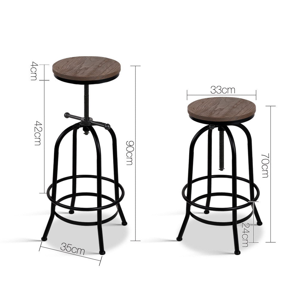 Bar Stool Industrial Round Seat Wood Metal - Black and Brown - Rivercity House & Home Co. (ABN 18 642 972 209) - Affordable Modern Furniture Australia