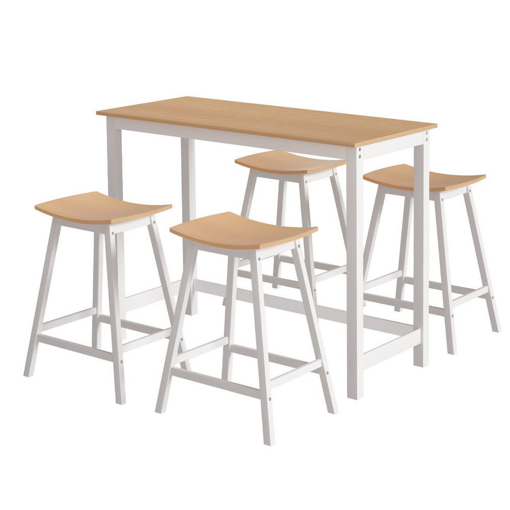 Bar Table and Stools Set Dining Desk Solid Wood Kitchen Chairs Cafe Pub - Furniture > Bar Stools & Chairs > Table & Bar Stools - Rivercity House & Home Co. (ABN 18 642 972 209) - Affordable Modern Furniture Australia
