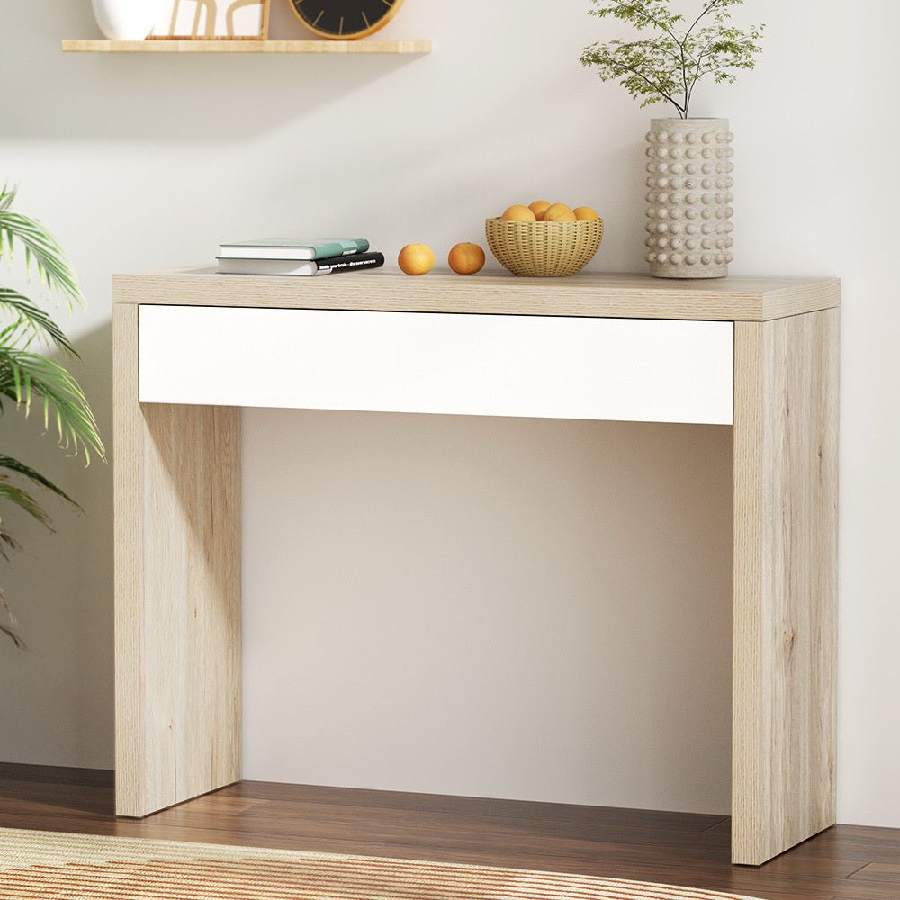 Console Table Storage Drawer Jory White Pine - Audio & Video > Musical Instrument & Accessories > Audio Accessories - Rivercity House & Home Co. (ABN 18 642 972 209) - Affordable Modern Furniture Australia