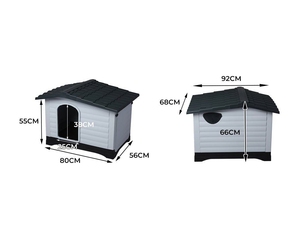 Dog Kennel Plastic Indoor Outdoor with Fold - Down Door - Grey - Rivercity House & Home Co. (ABN 18 642 972 209) - Affordable Modern Furniture Australia