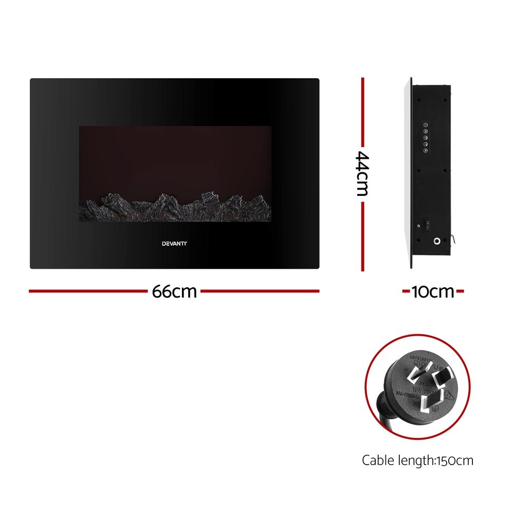 Electric Fireplace Fire Heater 2000W Black - Appliances > Heaters - Rivercity House & Home Co. (ABN 18 642 972 209) - Affordable Modern Furniture Australia