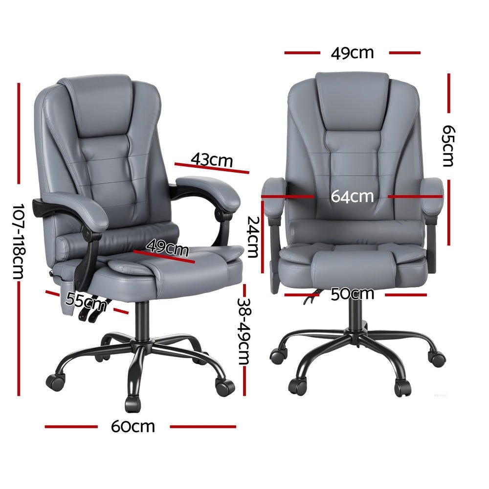 Executive Office Chair 4 - Point Massage Adjustable Ergonomic Recline PU - Furniture > Bar Stools & Chairs > Massage Chairs - Rivercity House & Home Co. (ABN 18 642 972 209) - Affordable Modern Furniture Australia