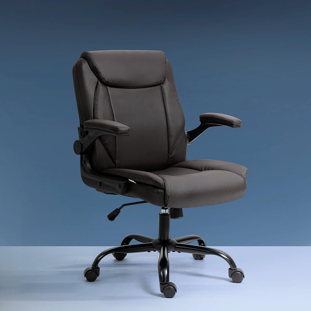 Executive Office Chair Mid Back Brwon - Furniture > Office > Office & Desk Chairs - Rivercity House & Home Co. (ABN 18 642 972 209) - Affordable Modern Furniture Australia