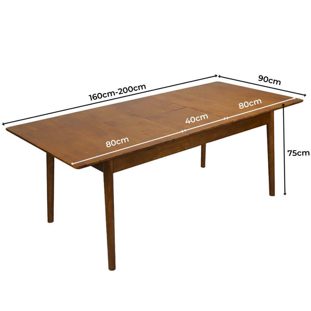 Extendable Dining Table 1.6 - 2m with Butterfly Leaf - Brown - Rivercity House & Home Co. (ABN 18 642 972 209) - Affordable Modern Furniture Australia
