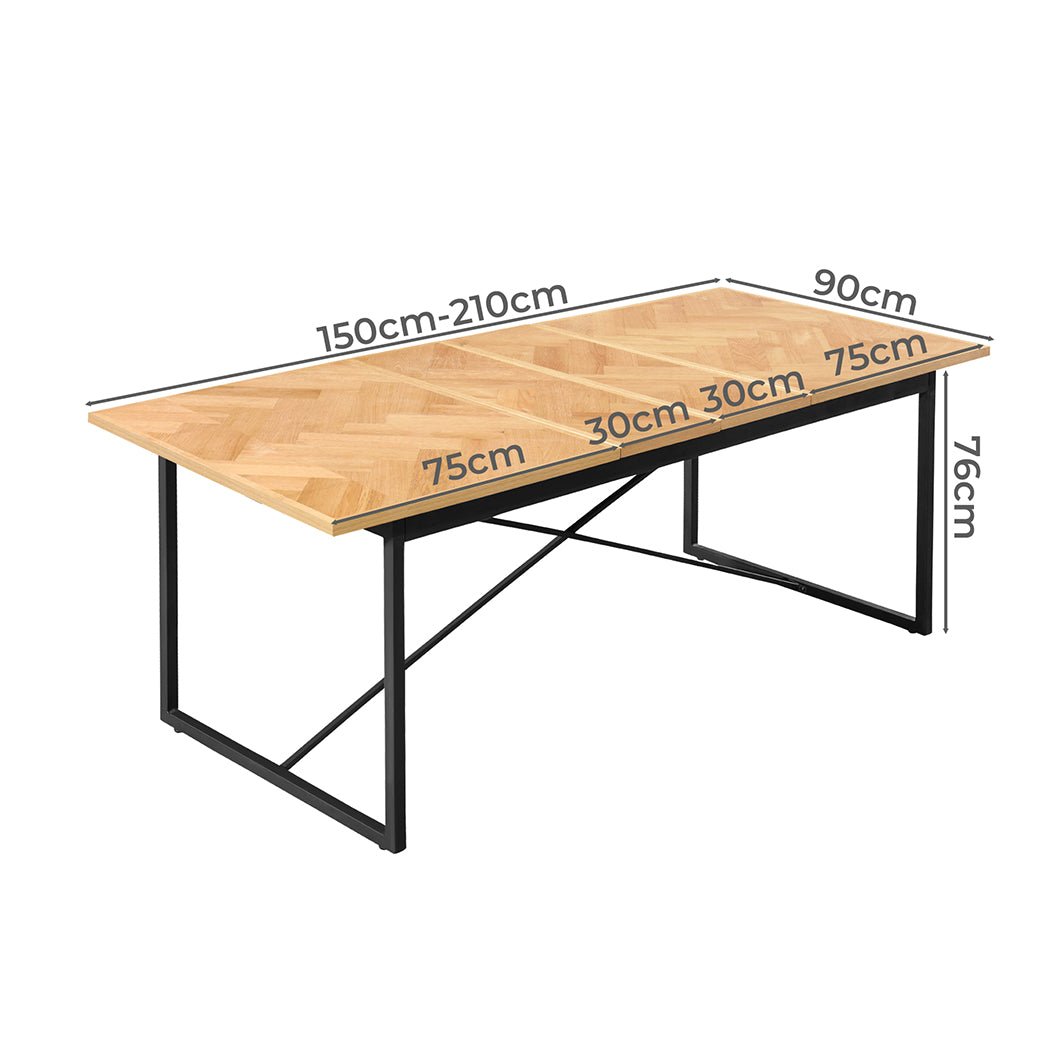 Extendable Rectangle Dining Table 150 - 210cm for Kitchen - Brown - Rivercity House & Home Co. (ABN 18 642 972 209) - Affordable Modern Furniture Australia