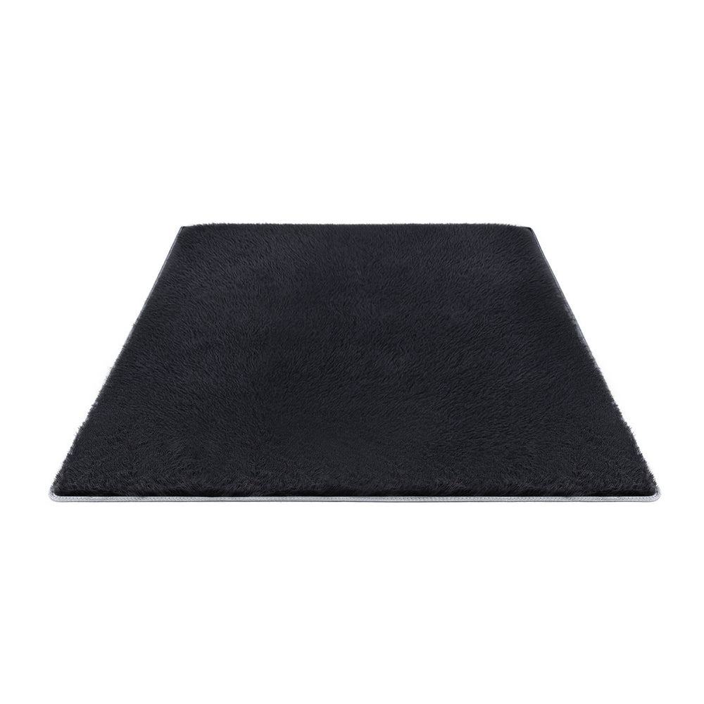Floor Rug 140x200cm Plush Area Shaggy Rug Living Room Bedroom Carpet Black - Home & Garden > Rugs > Floor Rugs - Rivercity House & Home Co. (ABN 18 642 972 209) - Affordable Modern Furniture Australia
