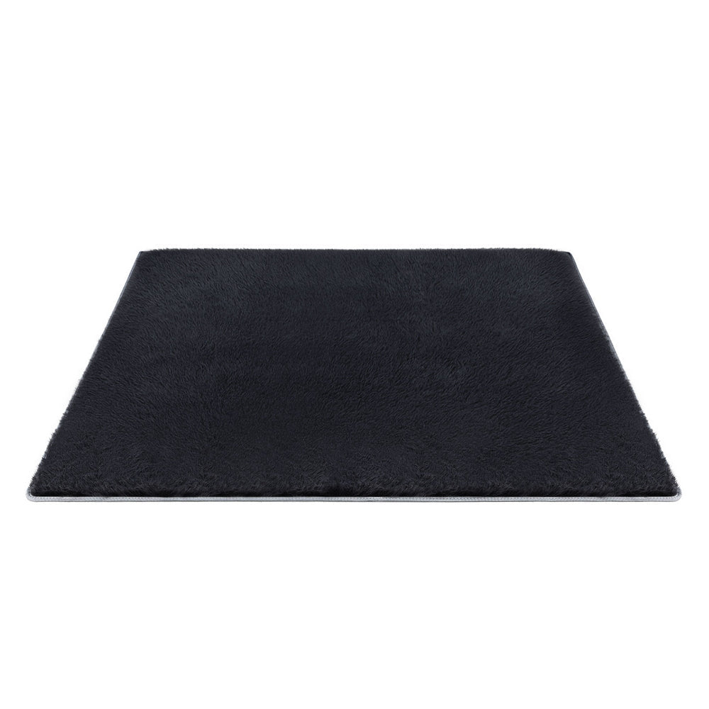 Floor Rug 200x230cm Plush Area Shaggy Rug Living Room Bedroom Carpet Black - Home & Garden > Rugs > Floor Rugs - Rivercity House & Home Co. (ABN 18 642 972 209) - Affordable Modern Furniture Australia