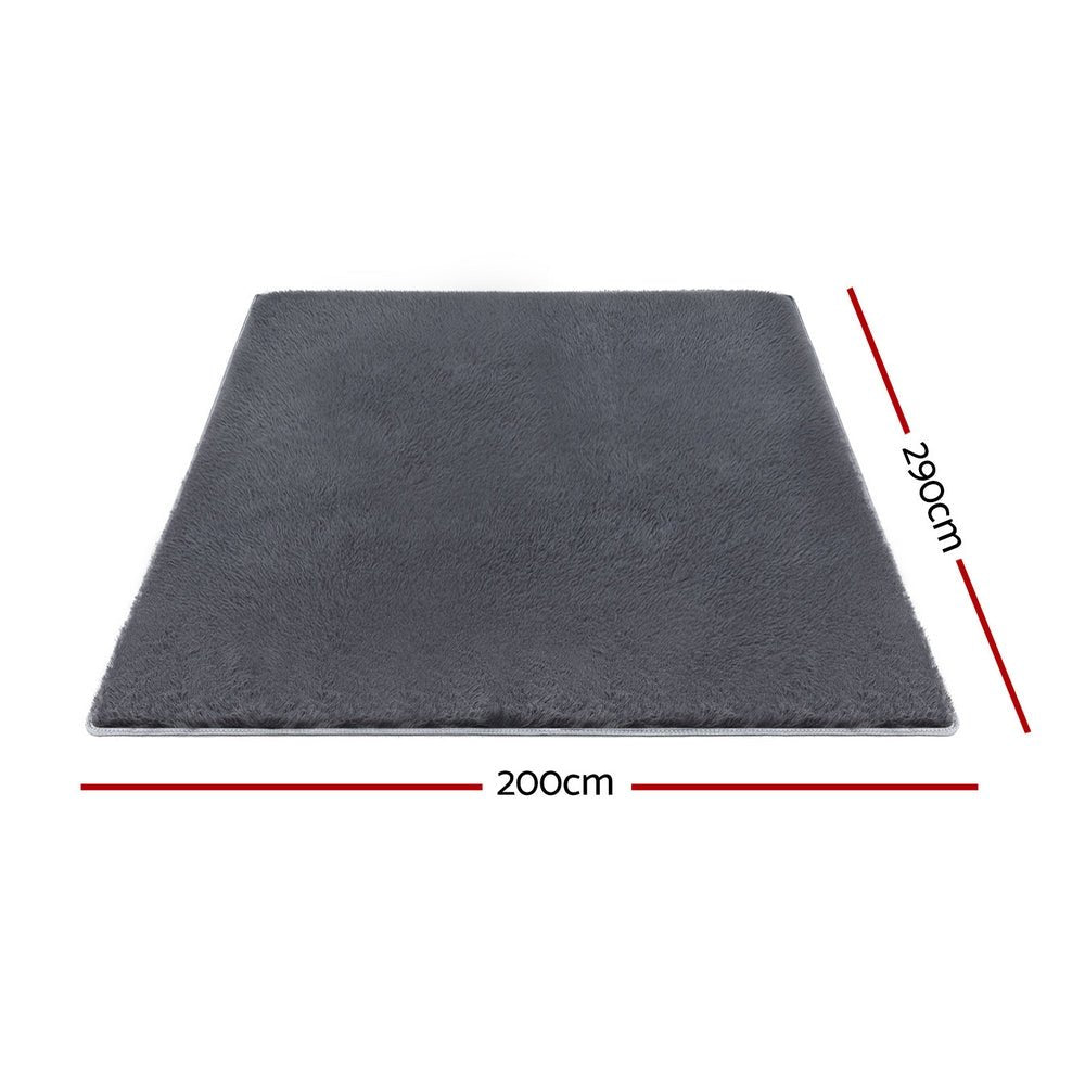 Floor Rug 200x290cm Plush Area Shaggy Rug Living Room Bedroom Carpet Grey - Home & Garden > Rugs > Floor Rugs - Rivercity House & Home Co. (ABN 18 642 972 209) - Affordable Modern Furniture Australia