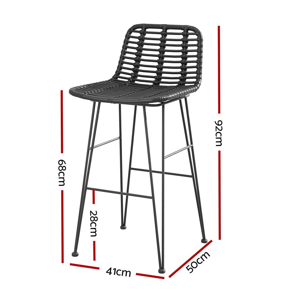 Gardeon 2 Piece Outdoor Bar Stools Wicker Dining Rattan Chair Black - Furniture > Outdoor - Rivercity House & Home Co. (ABN 18 642 972 209) - Affordable Modern Furniture Australia