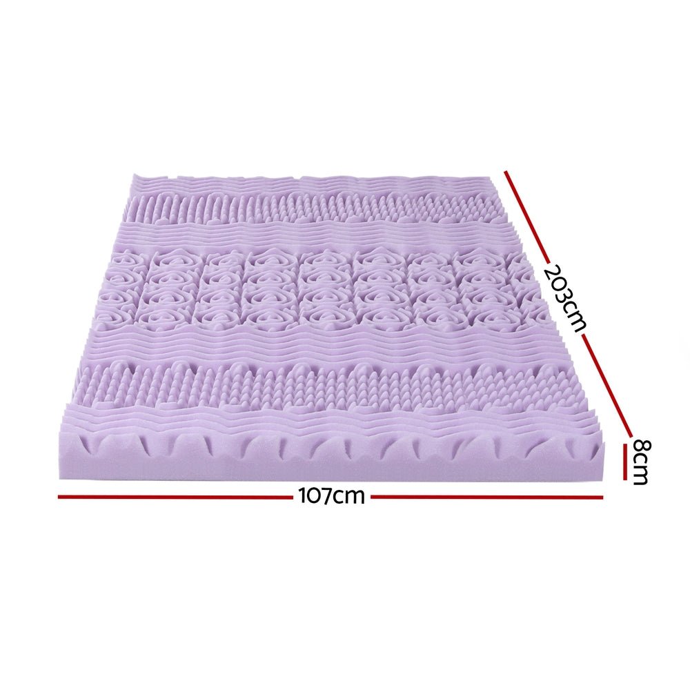Giselle 8cm Memory Foam Mattress Topper Lavender Infused Bamboo Cover 7 - Zone King Single - Furniture > Mattresses > Mattress Toppers - Rivercity House & Home Co. (ABN 18 642 972 209) - Affordable Modern Furniture Australia