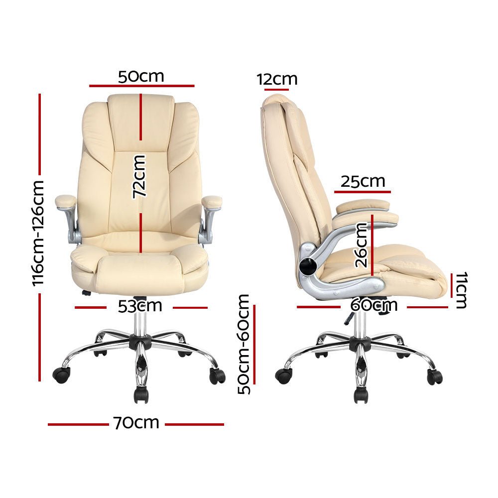 Kea Executive Office Chair Leather Beige - Rivercity House & Home Co. (ABN 18 642 972 209) - Affordable Modern Furniture Australia