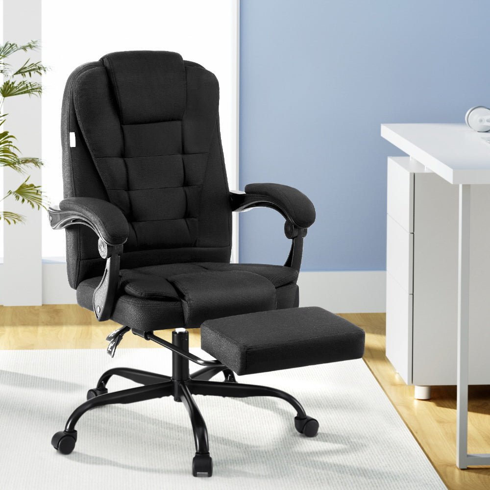 Office Chair Executive Fabric Seat Racing Computer Desk Chairs Footrest - Furniture > Office > Office & Desk Chairs - Rivercity House & Home Co. (ABN 18 642 972 209) - Affordable Modern Furniture Australia