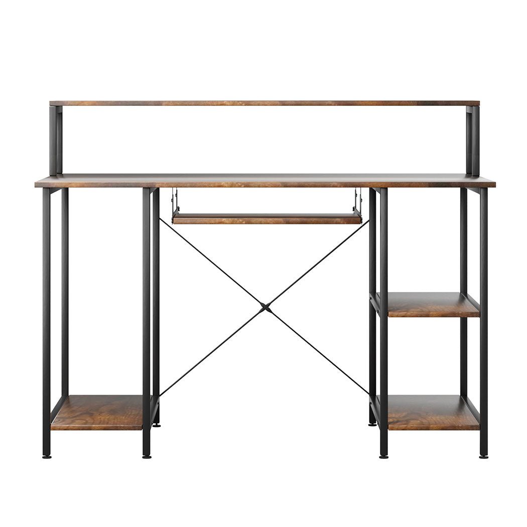 Office Gaming Computer Desk with Monitor Stand and Storage - Brown - Rivercity House & Home Co. (ABN 18 642 972 209) - Affordable Modern Furniture Australia