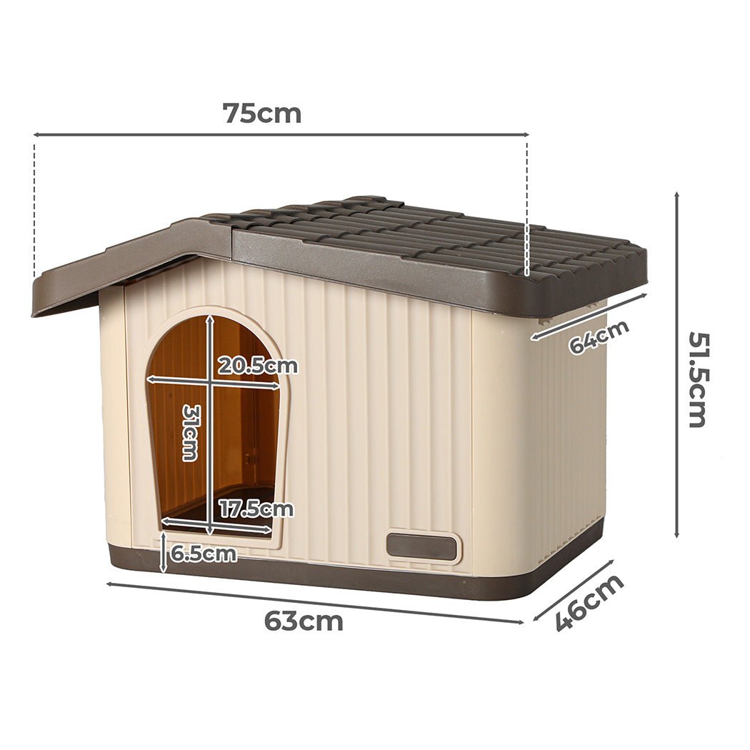 Plastic Dog Kennel for Small Dogs with Ventilation - Beige Brown - Rivercity House & Home Co. (ABN 18 642 972 209) - Affordable Modern Furniture Australia