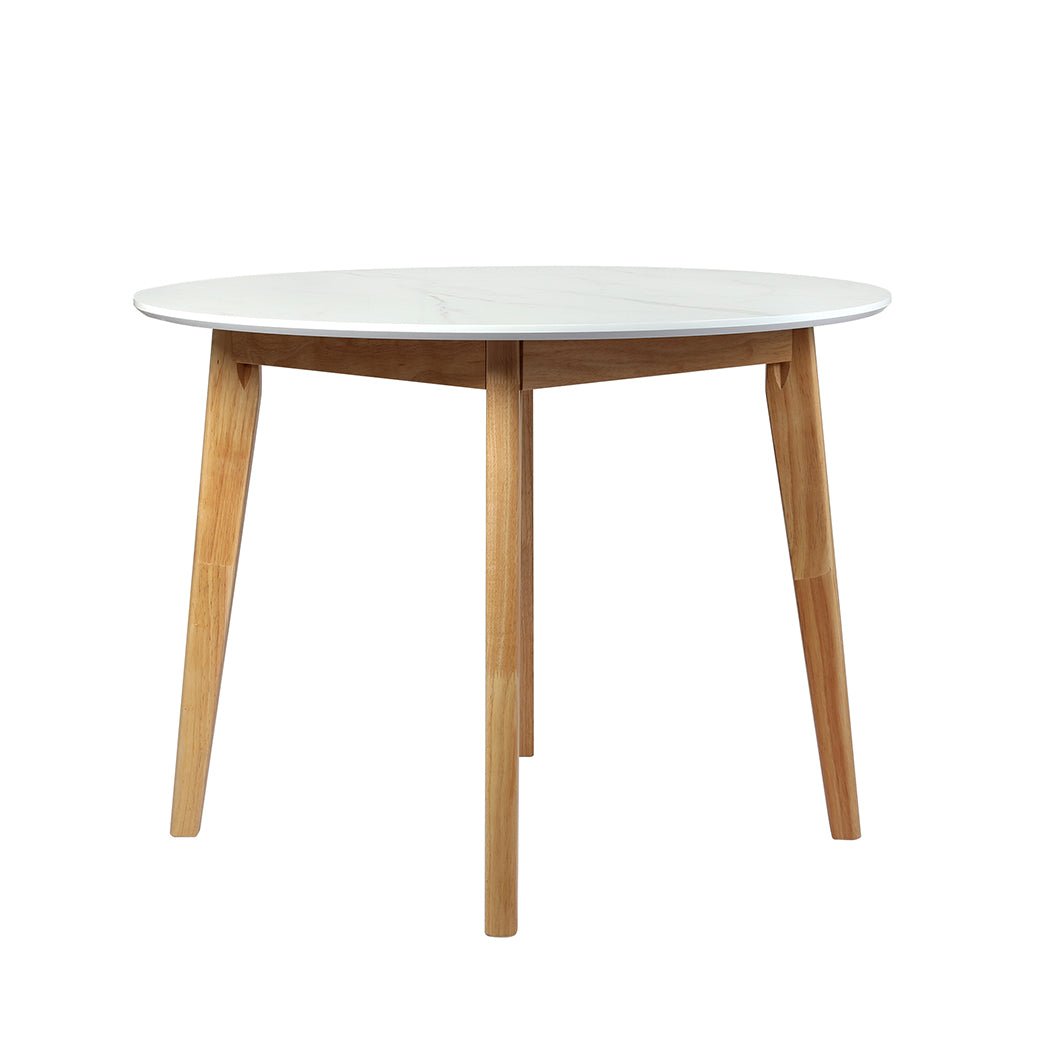 Round 100cm Dining Table with Rubberwood Base - White - Rivercity House & Home Co. (ABN 18 642 972 209) - Affordable Modern Furniture Australia