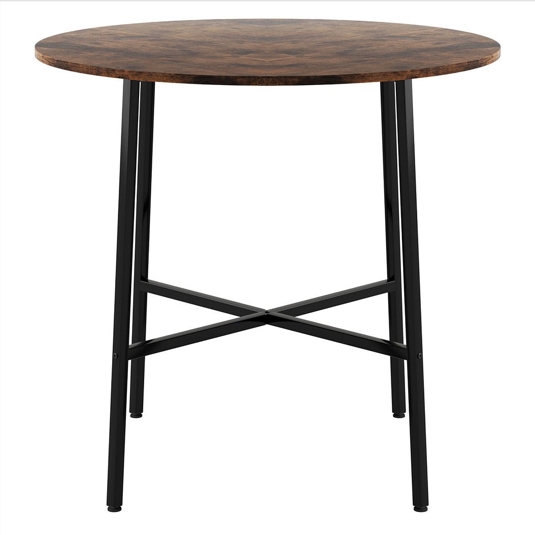 Round 80cm Dining Table for 4 with Coffee Table Use - Rustic Brown - Rivercity House & Home Co. (ABN 18 642 972 209) - Affordable Modern Furniture Australia