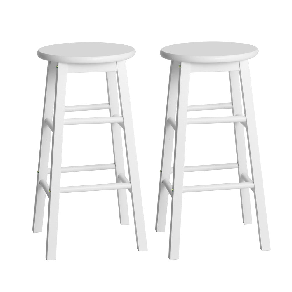Set of 2 Beech Wood Backless Bar Stools - White - Rivercity House & Home Co. (ABN 18 642 972 209) - Affordable Modern Furniture Australia