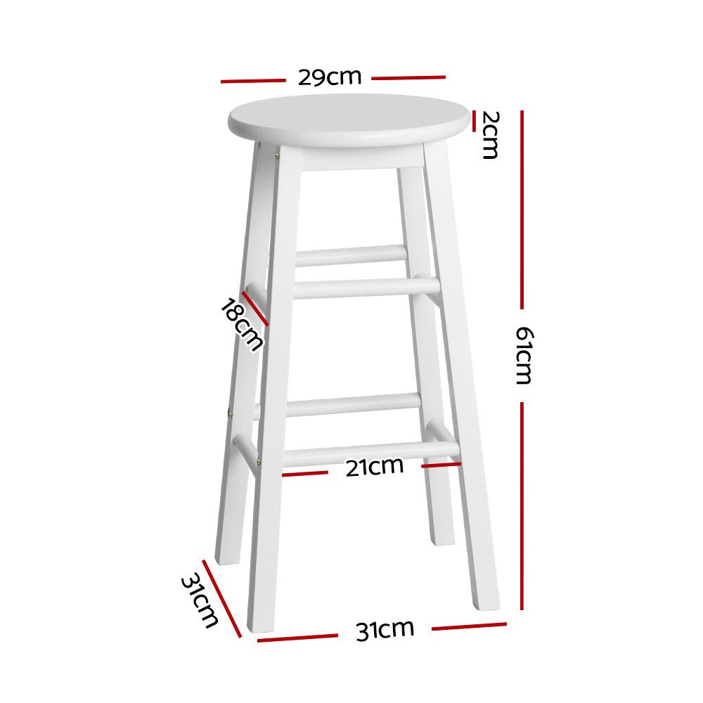 Set of 2 Beech Wood Backless Bar Stools - White - Rivercity House & Home Co. (ABN 18 642 972 209) - Affordable Modern Furniture Australia