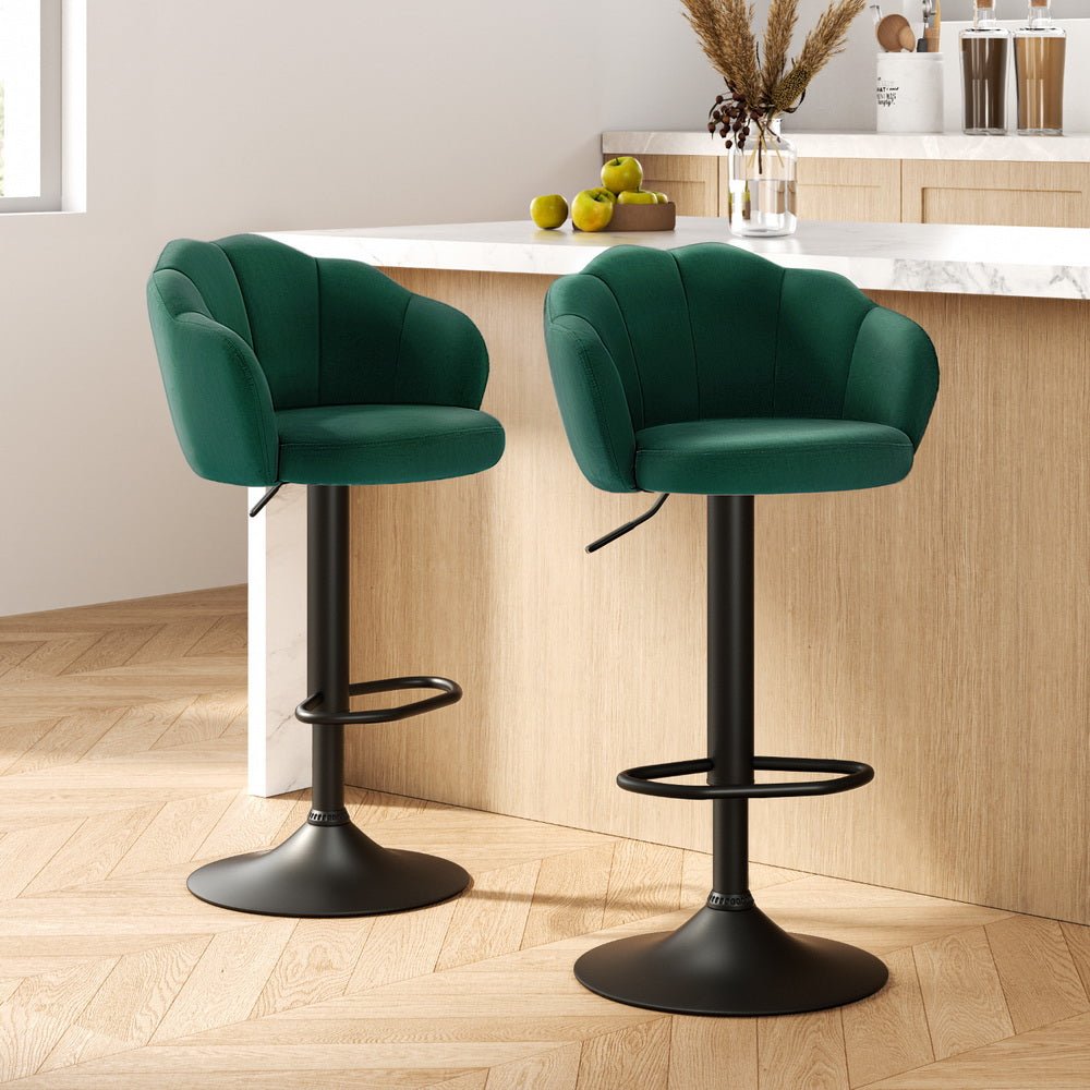 Set of 2 Clam Shell Style Bar Stools - Green - Furniture > Bar Stools & Chairs - Rivercity House & Home Co. (ABN 18 642 972 209) - Affordable Modern Furniture Australia