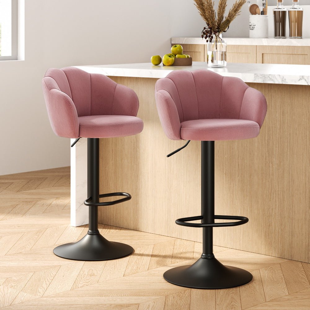 Set of 2 Clam Shell Style Bar Stools - Pink - Furniture > Bar Stools & Chairs - Rivercity House & Home Co. (ABN 18 642 972 209) - Affordable Modern Furniture Australia