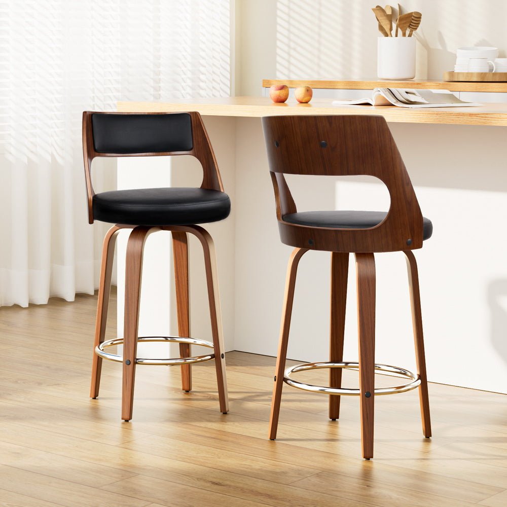 Set of 2 Wooden Bar Stools - Black - Rivercity House & Home Co. (ABN 18 642 972 209) - Affordable Modern Furniture Australia
