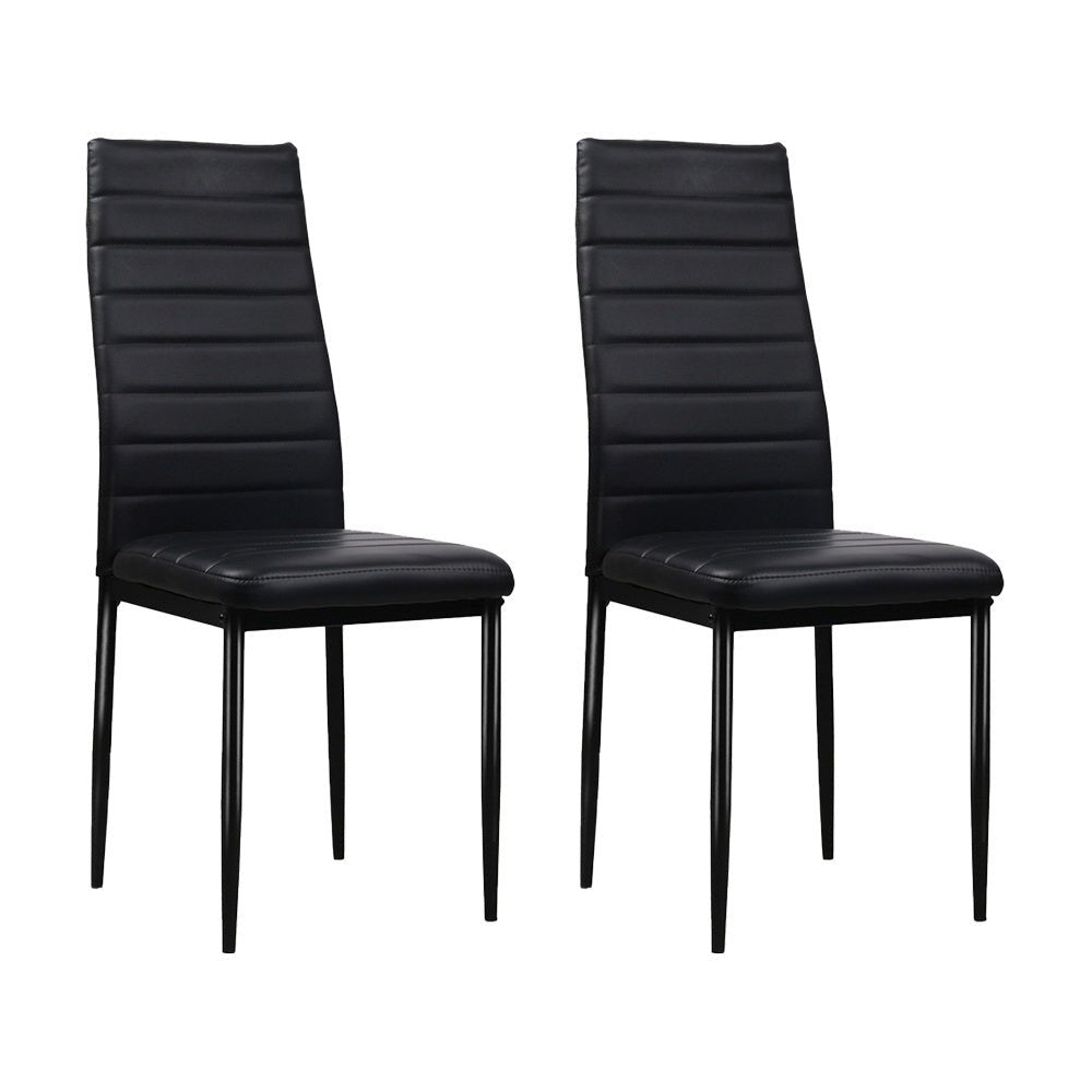 Set of 4 Dining Chairs PVC Leather - Black - Rivercity House & Home Co. (ABN 18 642 972 209) - Affordable Modern Furniture Australia