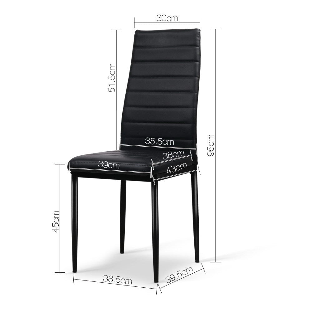 Set of 4 Dining Chairs PVC Leather - Black - Rivercity House & Home Co. (ABN 18 642 972 209) - Affordable Modern Furniture Australia
