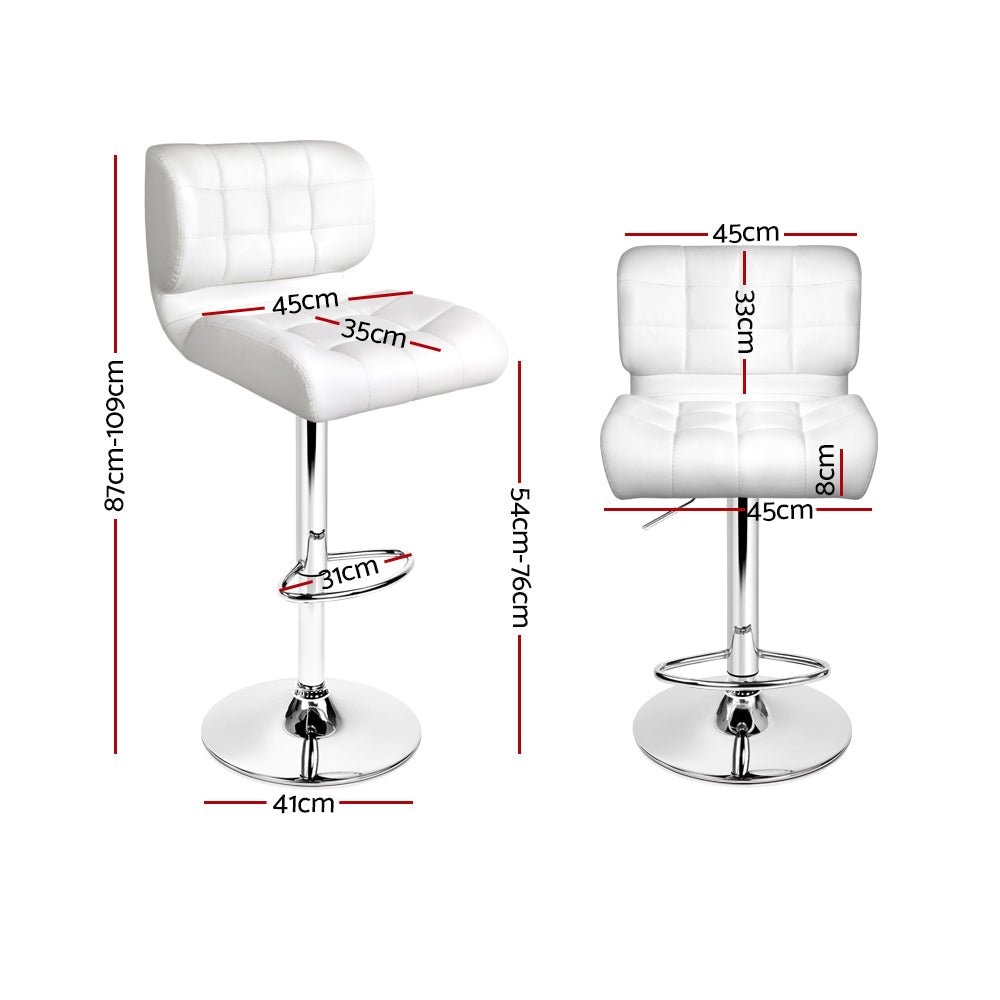Set of 4 PU Leather Gas Lift Bar Stools - White and Chrome - Rivercity House & Home Co. (ABN 18 642 972 209) - Affordable Modern Furniture Australia