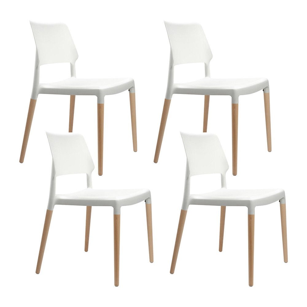Set of 4 Wooden Stackable Dining Chairs - White - Furniture - Rivercity House & Home Co. (ABN 18 642 972 209) - Affordable Modern Furniture Australia