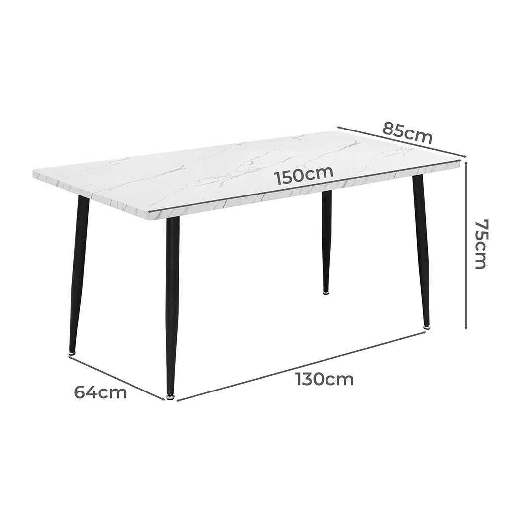 Steel Dining Table 150cm 4 - 6 Seater - White - Rivercity House & Home Co. (ABN 18 642 972 209) - Affordable Modern Furniture Australia