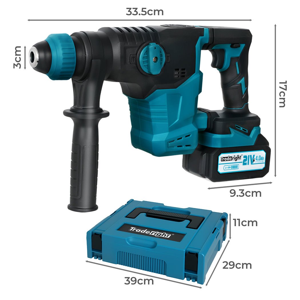 Traderight 21V Cordless Rotary Hammer Drill Tool Set - Blue - Rivercity House & Home Co. (ABN 18 642 972 209) - Affordable Modern Furniture Australia