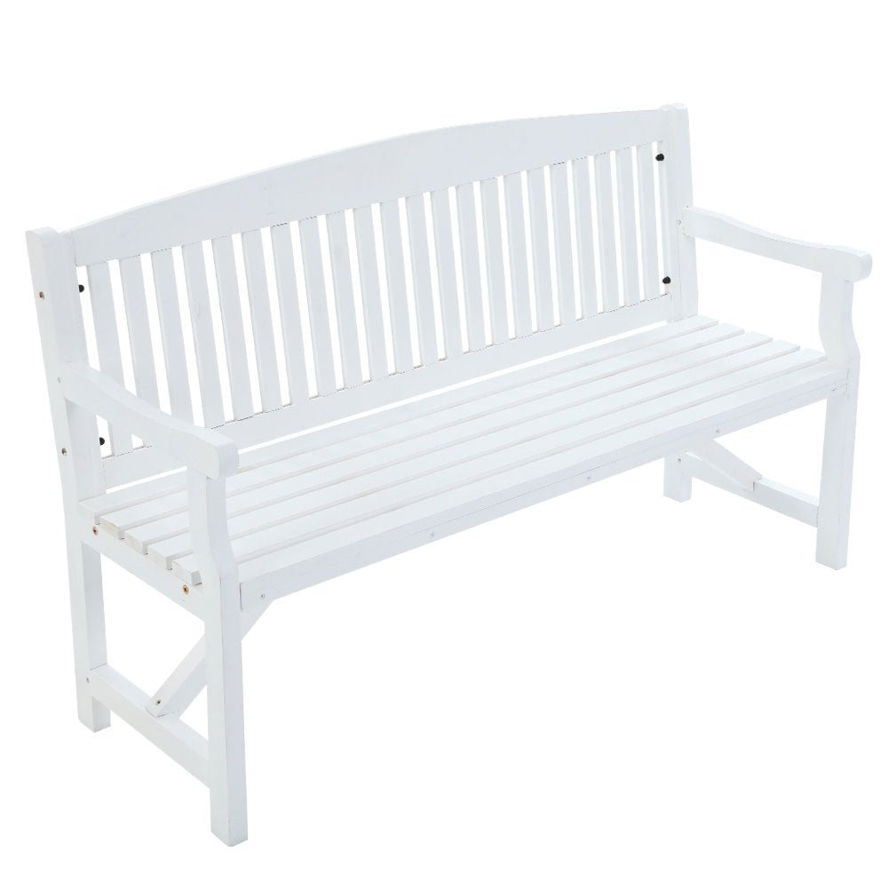 White Wooden Garden Bench 3 Seater - Rivercity House & Home Co. (ABN 18 642 972 209) - Affordable Modern Furniture Australia