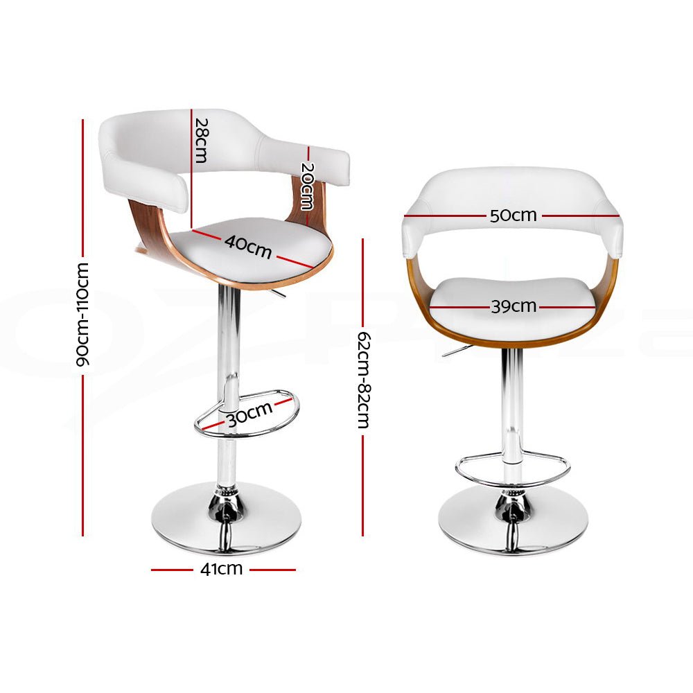 Wooden PU Leather Bar Stool - White and Chrome - Rivercity House & Home Co. (ABN 18 642 972 209) - Affordable Modern Furniture Australia