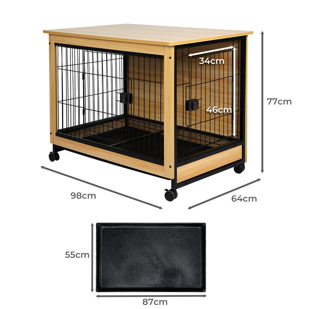 Wooden Wire Dog Kennel XL X - Large - Wood and Black - Rivercity House & Home Co. (ABN 18 642 972 209) - Affordable Modern Furniture Australia