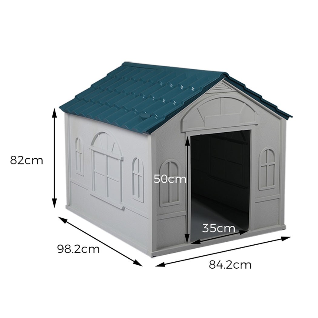 XL Dog Kennel Outdoor Indoor Plastic Dog House - Blue - Rivercity House & Home Co. (ABN 18 642 972 209) - Affordable Modern Furniture Australia