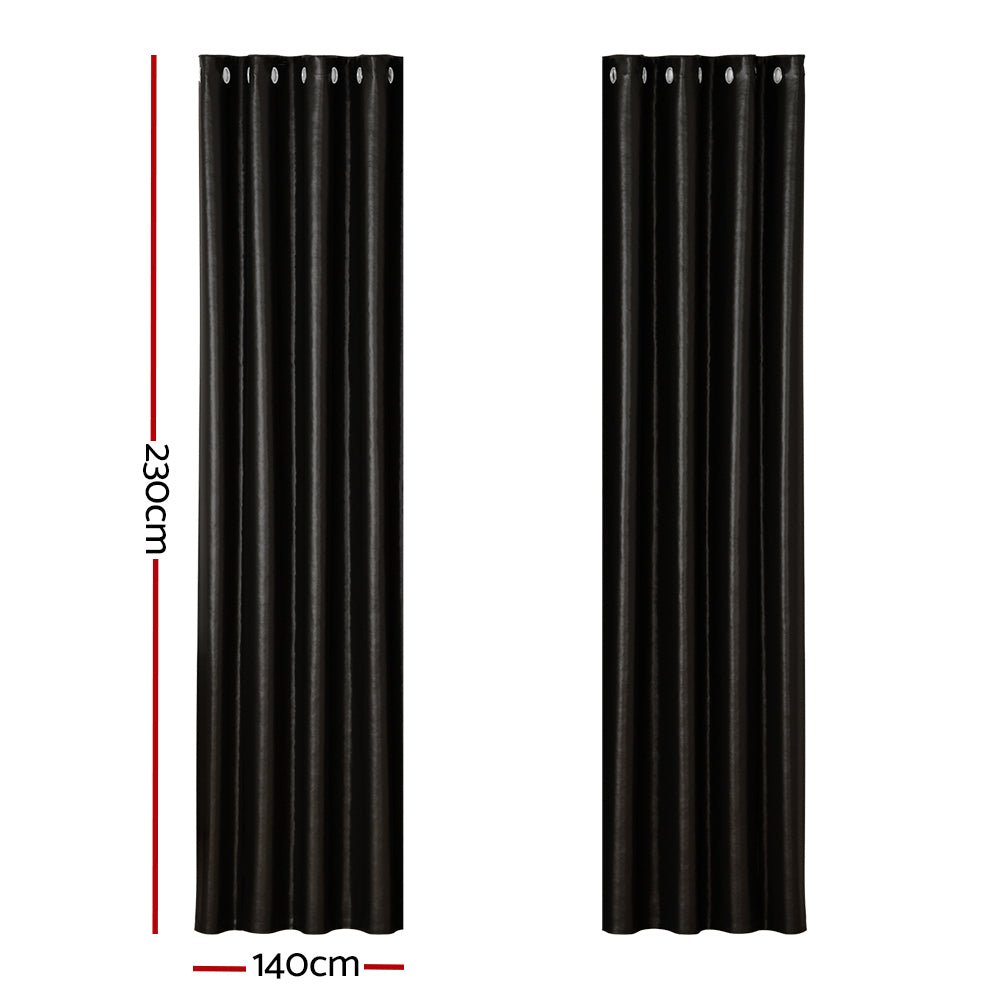 2X Blockout Curtains Blackout Window Curtain Eyelet 140x230cm Black - Home & Garden > Curtains - Rivercity House & Home Co. (ABN 18 642 972 209) - Affordable Modern Furniture Australia