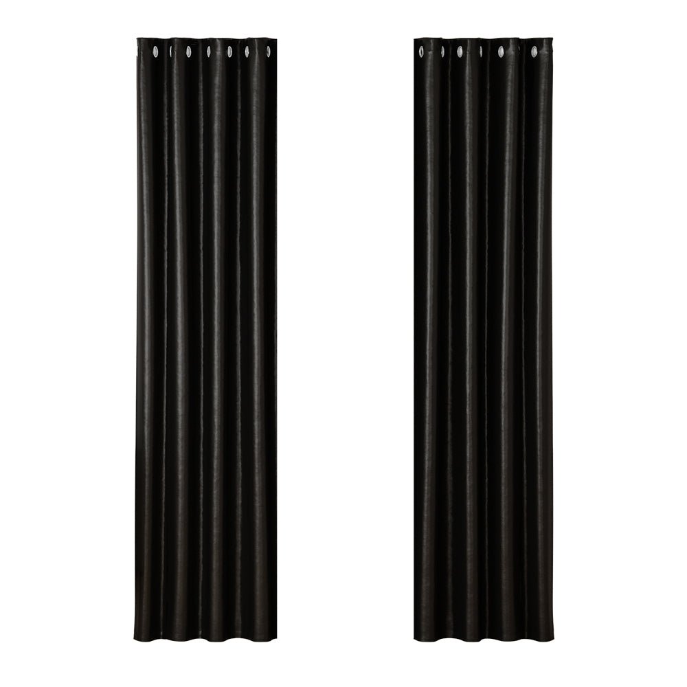 2X Blockout Curtains Blackout Window Curtain Eyelet 140x230cm Black - Home & Garden > Curtains - Rivercity House & Home Co. (ABN 18 642 972 209) - Affordable Modern Furniture Australia